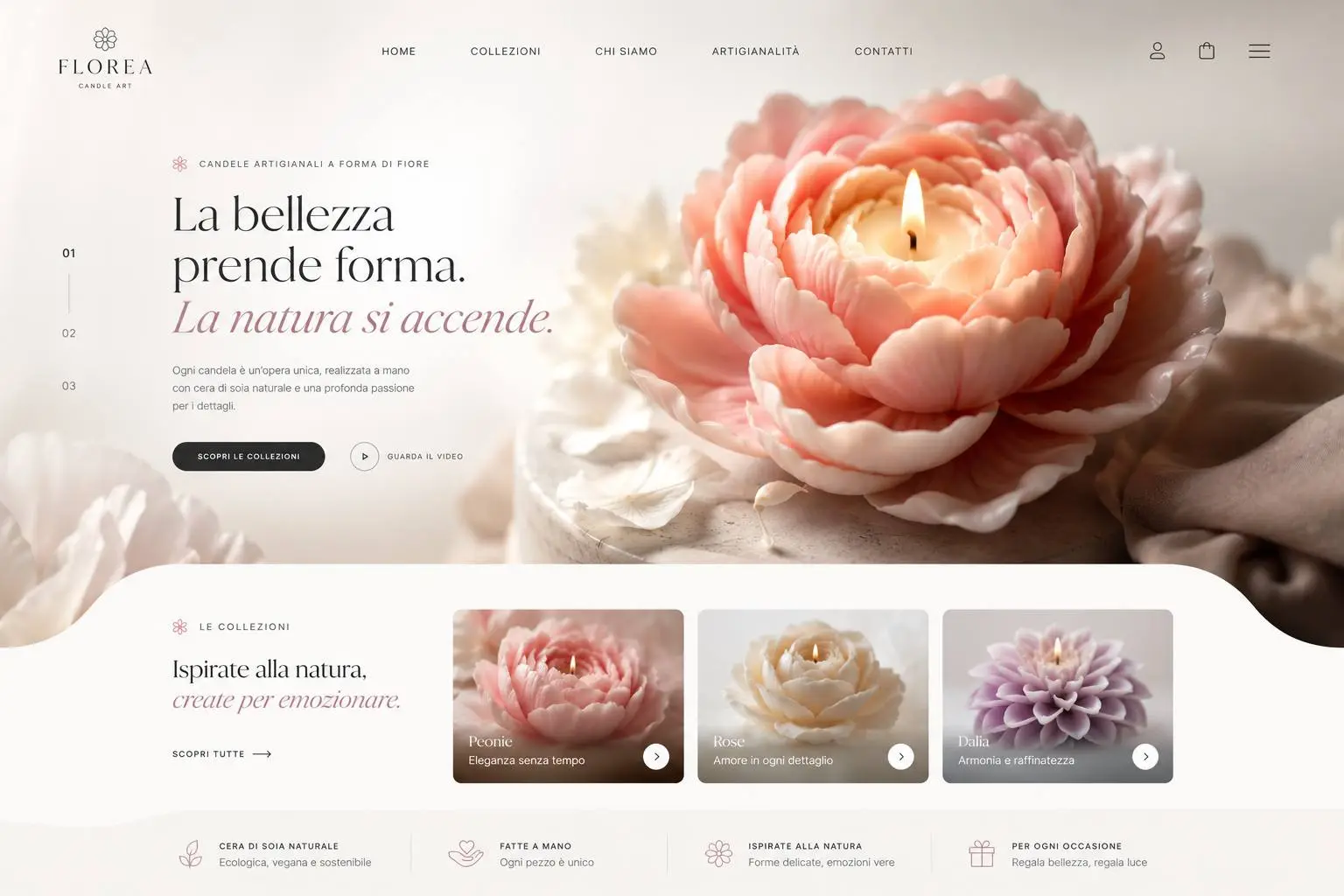 Esempio di sito web: Florea — Candele Artigianali