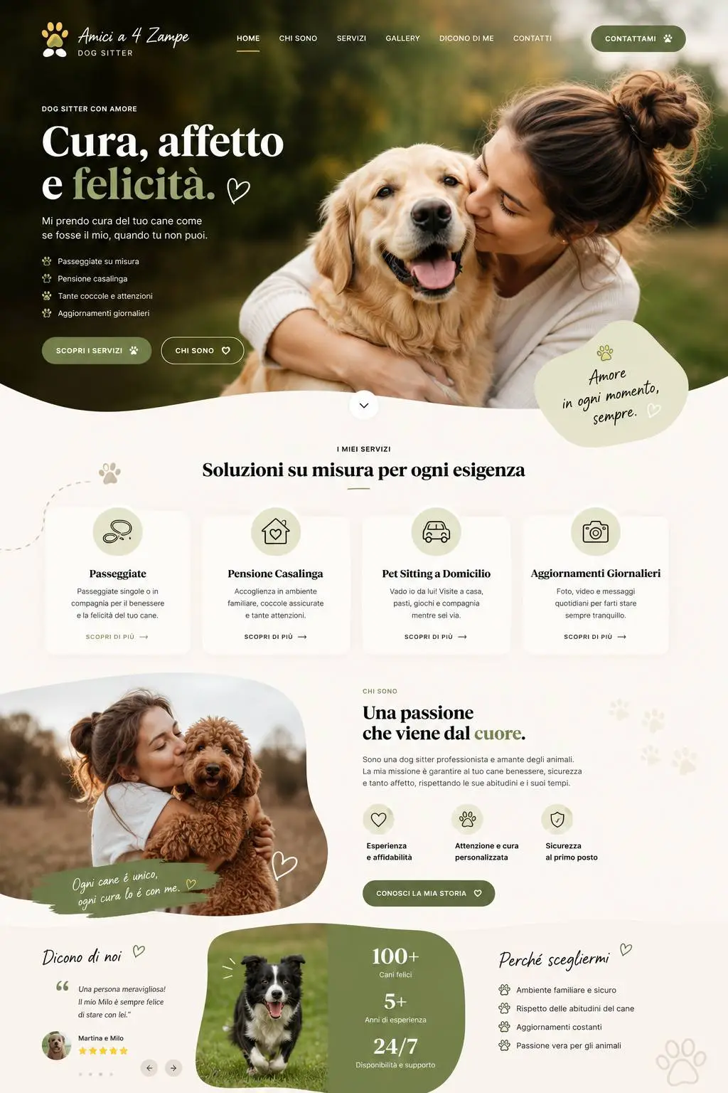 Esempio di sito web: Amici a 4 Zampe — Dog Sitter